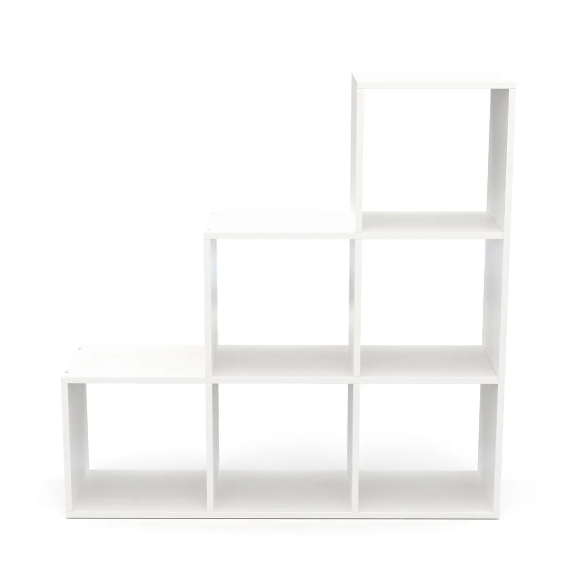 Treppenregal Raumteiler NASIR 6 Fächer 107 x 107 cm weiss | GONSER.CH