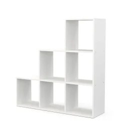 Treppenregal Raumteiler NASIR 6 Fächer 107 x 107 cm weiss | GONSER.CH
