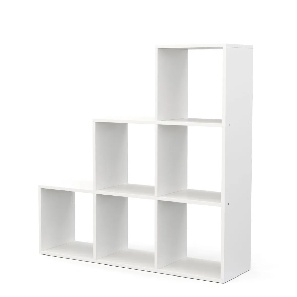 Treppenregal Raumteiler NASIR 6 Fächer 107 x 107 cm weiss | GONSER.CH