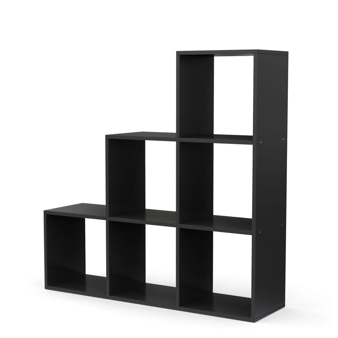 Treppenregal Raumteiler NASIR 6 Fächer 107 x 107 cm schwarz