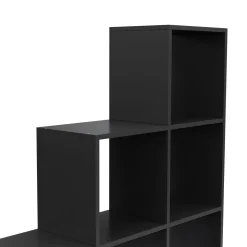 Treppenregal Raumteiler OMAR 10 Fächer 142 x 142 cm schwarz | GONSER.CH