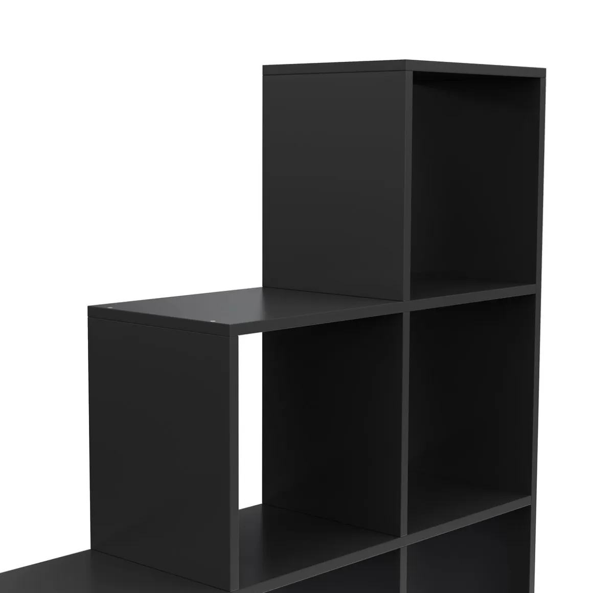 Treppenregal Raumteiler OMAR 10 Fächer 142 x 142 cm schwarz | GONSER.CH