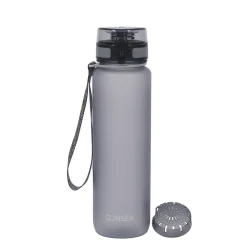 Trinkflasche 1L grau
