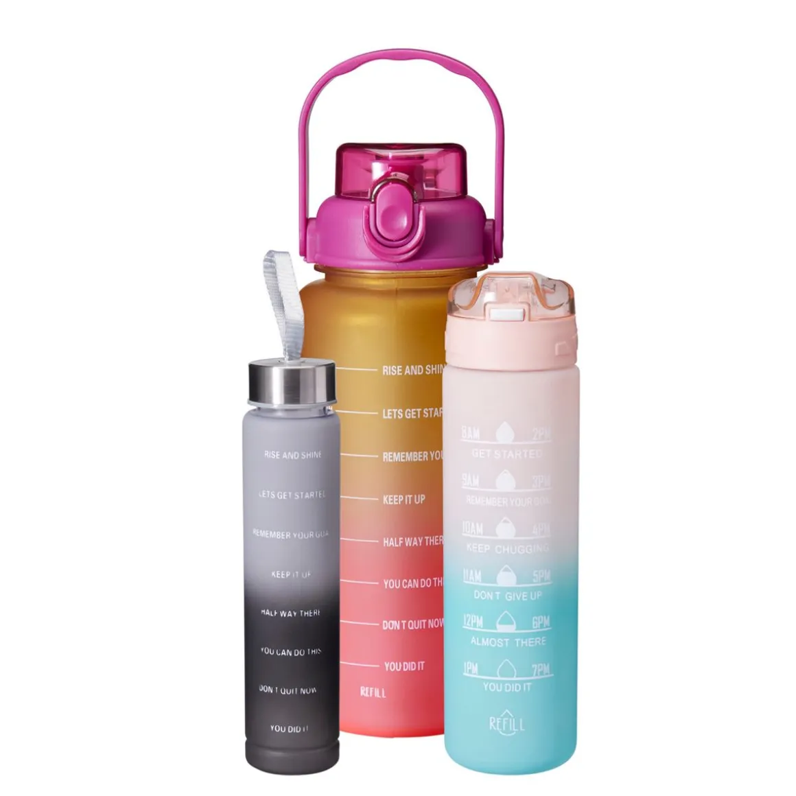 Trinkflasche Set 3-teilig bunt