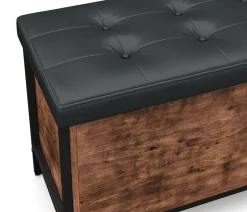 Truhe Leder Vintage BONITA 80 x 50 x 40 cm