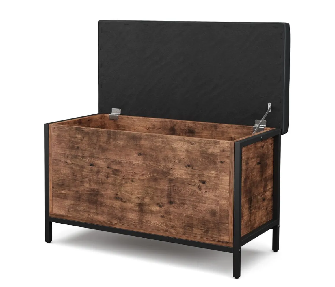 Truhe Leder Vintage BONITA 80 x 50 x 40 cm