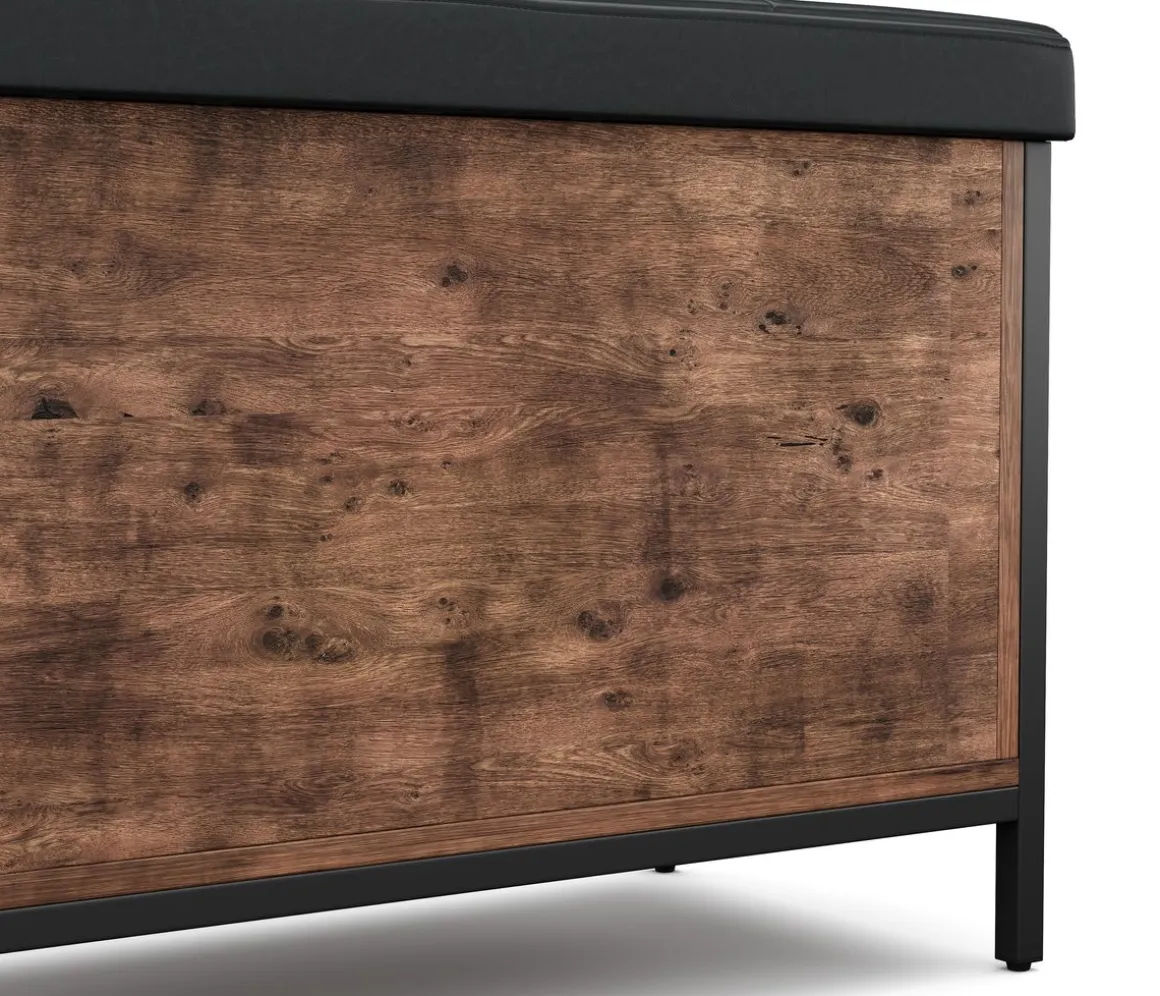 Truhe Leder Vintage BONITA 80 x 50 x 40 cm