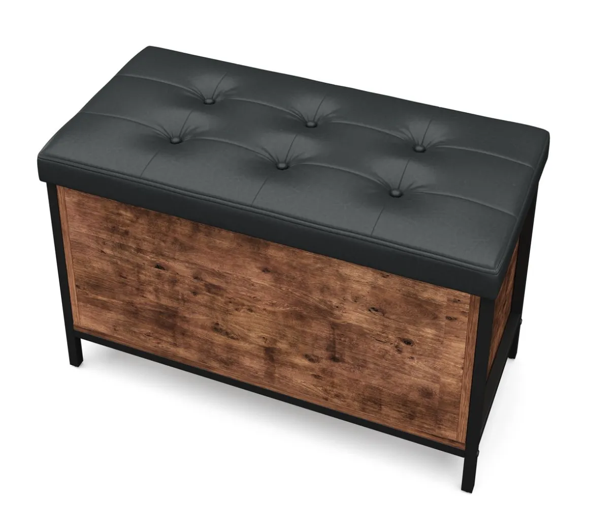 Truhe Leder Vintage BONITA 80 x 50 x 40 cm