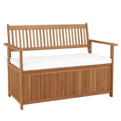 Truhenbank Holz PINTO 119 cm natur/weiss