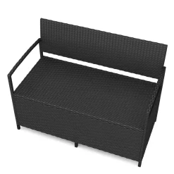 Truhenbank Rattan SUNNY 118 cm schwarz