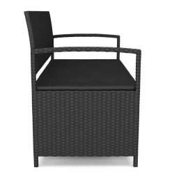 Truhenbank Rattan SUNNY 118 cm schwarz