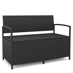 Truhenbank Rattan SUNNY 118 cm schwarz