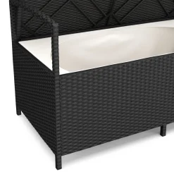 Truhenbank Rattan SUNNY 118 cm schwarz