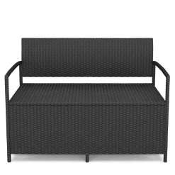 Truhenbank Rattan SUNNY 118 cm schwarz