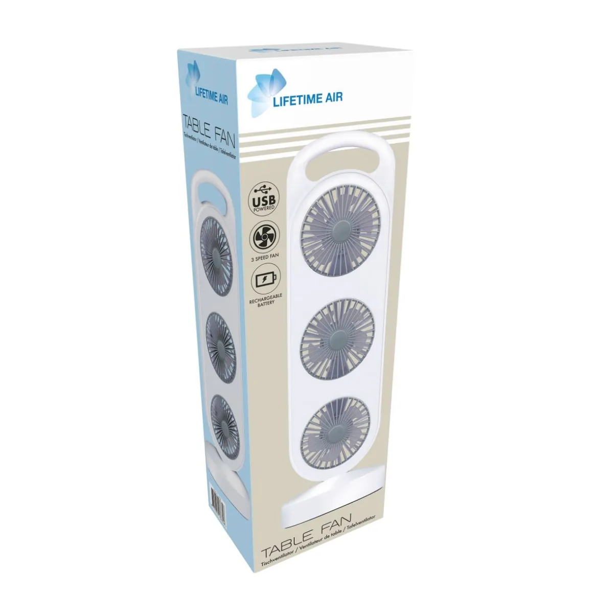 Turmventilator Tischventilator USB 37 cm weiss