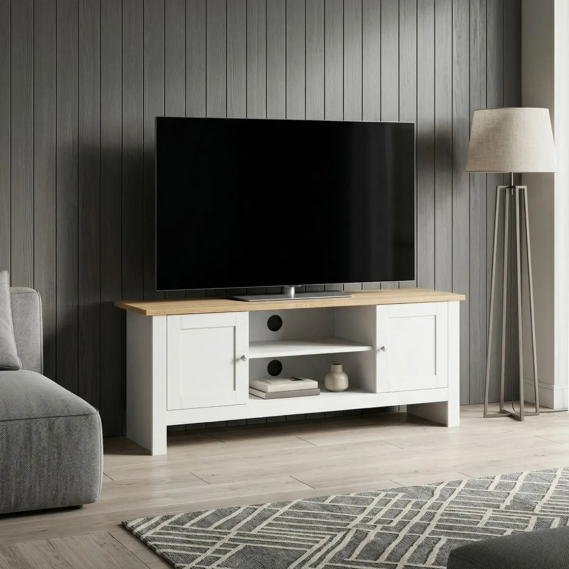 TV Möbel ARLES 128 x 39 x 49 cm weiss