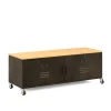 TV Möbel auf Rollen Industrial FORGE 115 x 40 x 42 cm schwarz/braun