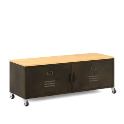 TV Möbel auf Rollen Industrial FORGE 115 x 40 x 42 cm schwarz/braun