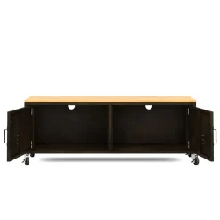 TV Möbel auf Rollen Industrial FORGE 115 x 40 x 42 cm schwarz/braun