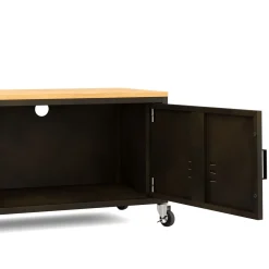 TV Möbel auf Rollen Industrial FORGE 115 x 40 x 42 cm schwarz/braun