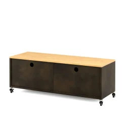 TV Möbel auf Rollen Industrial FORGE 115 x 40 x 42 cm schwarz/braun