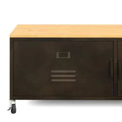 TV Möbel auf Rollen Industrial FORGE 115 x 40 x 42 cm schwarz/braun