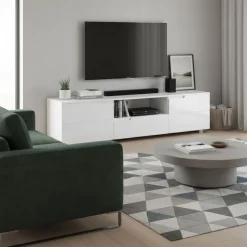 TV Möbel AVILA 165 x 43 cm Hochglanz weiss