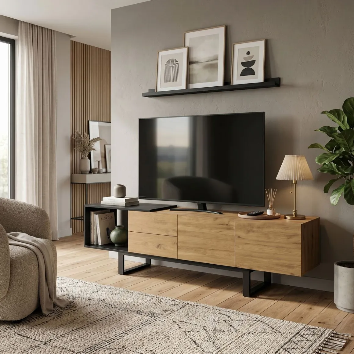 TV Möbel BRUNFORGE 160 x 39 x 44 braun/schwarz