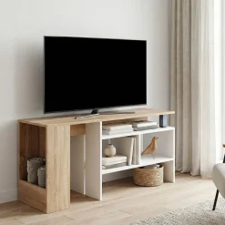 TV Möbel EVELOR 106 - 160 x 35 x 50 cm braun/weiss