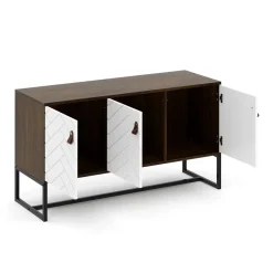 TV Möbel NORDRIFT 112 x 39 x 62 cm braun/weiss