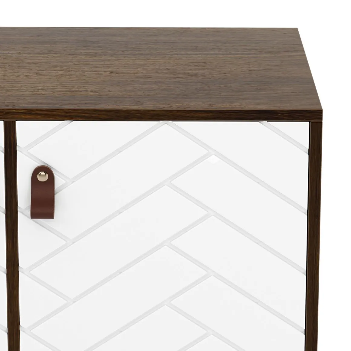 TV Möbel NORDRIFT 112 x 39 x 62 cm braun/weiss