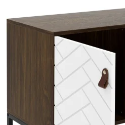 TV Möbel NORDRIFT 112 x 39 x 62 cm braun/weiss