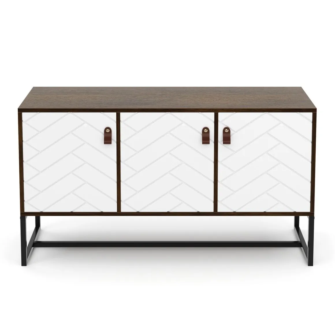 TV Möbel NORDRIFT 112 x 39 x 62 cm braun/weiss