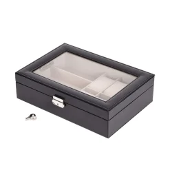 Uhrenbox Leder 30 x 21 x 8 cm schwarz