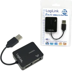 USB Hub 4-port schwarz SMILE