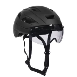 Velohelm Skatehelm mit Visier 55 - 58 cm schwarz