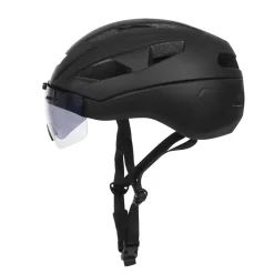 Velohelm Skatehelm mit Visier 55 - 58 cm schwarz