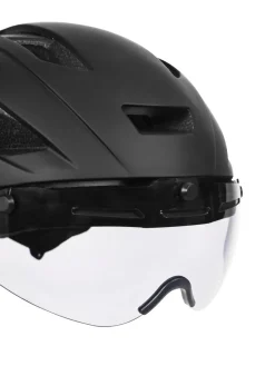 Velohelm Skatehelm mit Visier 55 - 58 cm schwarz