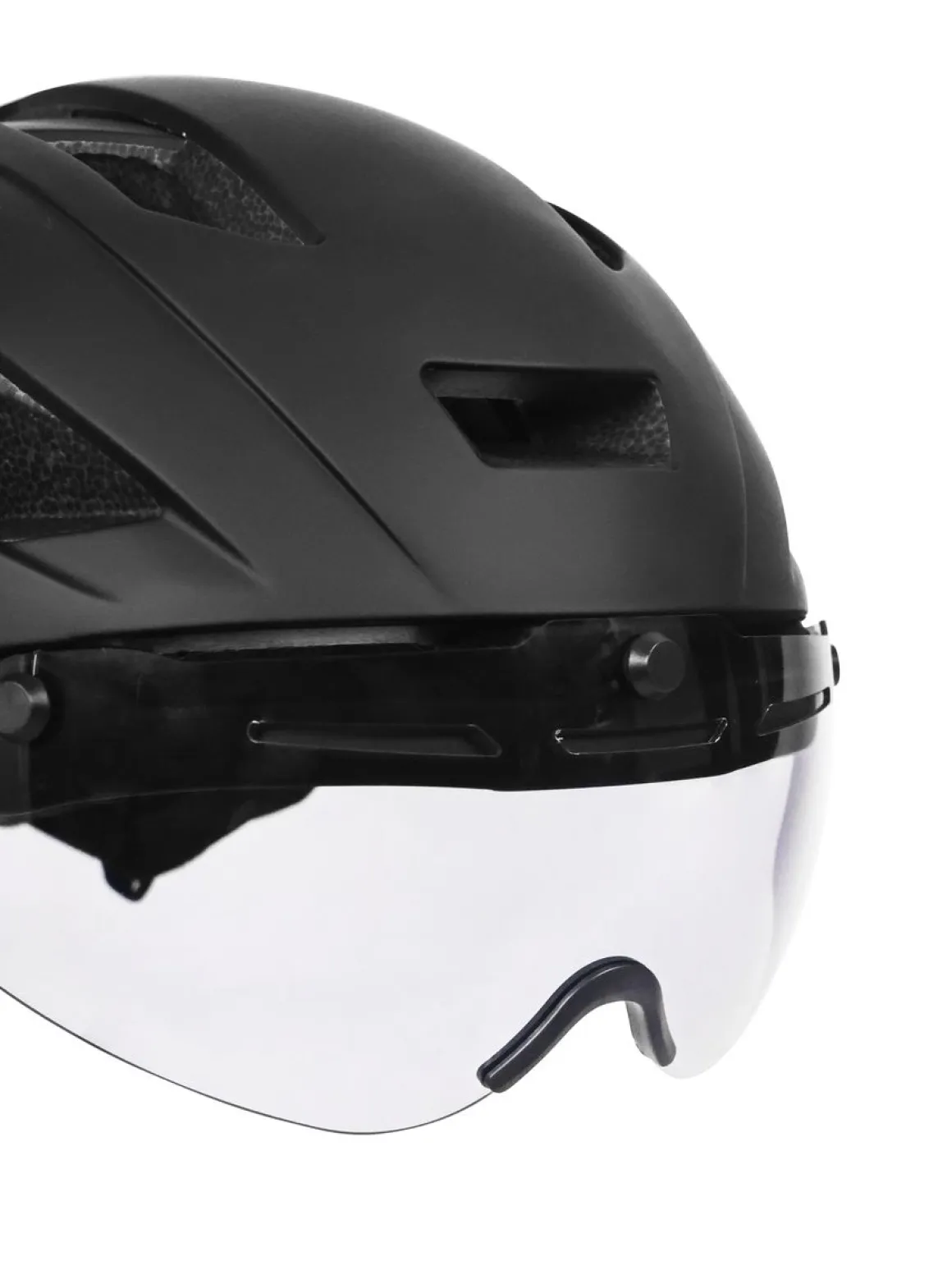 Velohelm Skatehelm mit Visier 55 - 58 cm schwarz