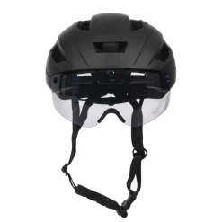 Velohelm Skatehelm mit Visier 58 - 61 cm schwarz