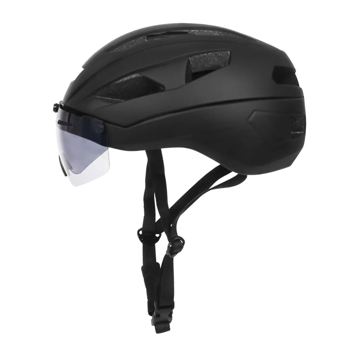 Velohelm Skatehelm mit Visier 58 - 61 cm schwarz