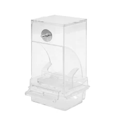 Vogelfutterspender mit Sitzstange 9 x 9 x 20 cm transparent