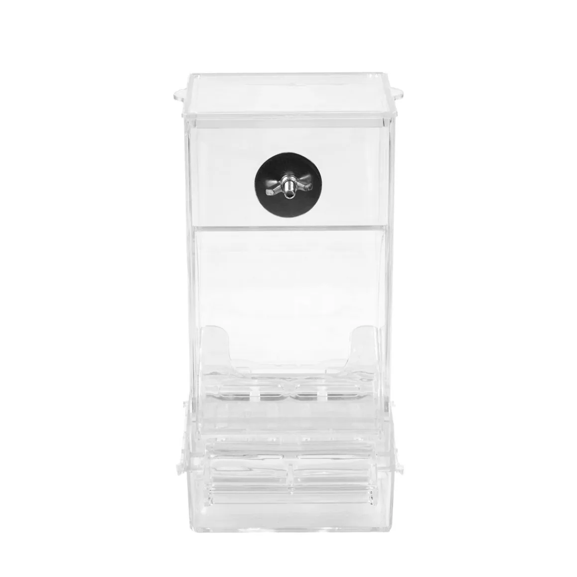 Vogelfutterspender mit Sitzstange 9 x 9 x 20 cm transparent