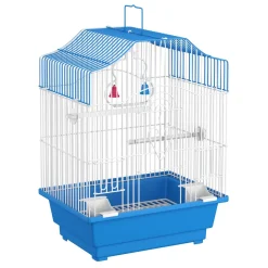 Vogelkäfig 28 x 21 x 38 cm weiss/blau