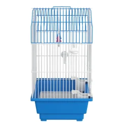 Vogelkäfig 28 x 21 x 38 cm weiss/blau