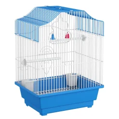 Vogelkäfig 28 x 21 x 38 cm weiss/blau