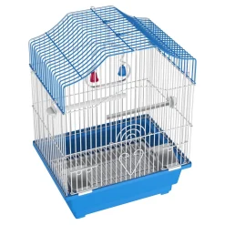 Vogelkäfig 28 x 21 x 38 cm weiss/blau