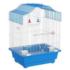 Vogelkäfig 28 x 21 x 38 cm weiss/blau