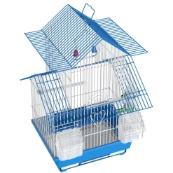 Vogelkäfig 30 x 23 x 45 cm weiss/blau