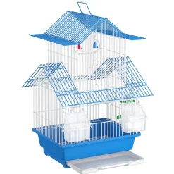 Vogelkäfig 30 x 23 x 45 cm weiss/blau